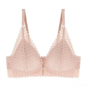 3 beige padded wireless front close bra